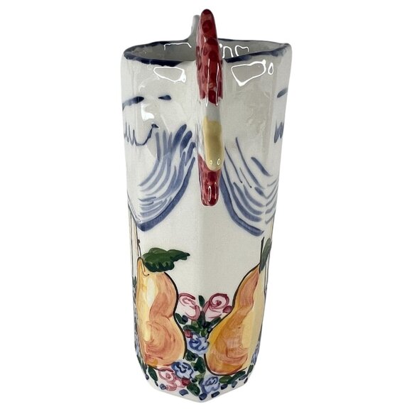 Gritter & Von Noord Rooster & Pear Pitcher Vase Signed Ceramic Hand Painted 11.5 - Picture 4 of 9